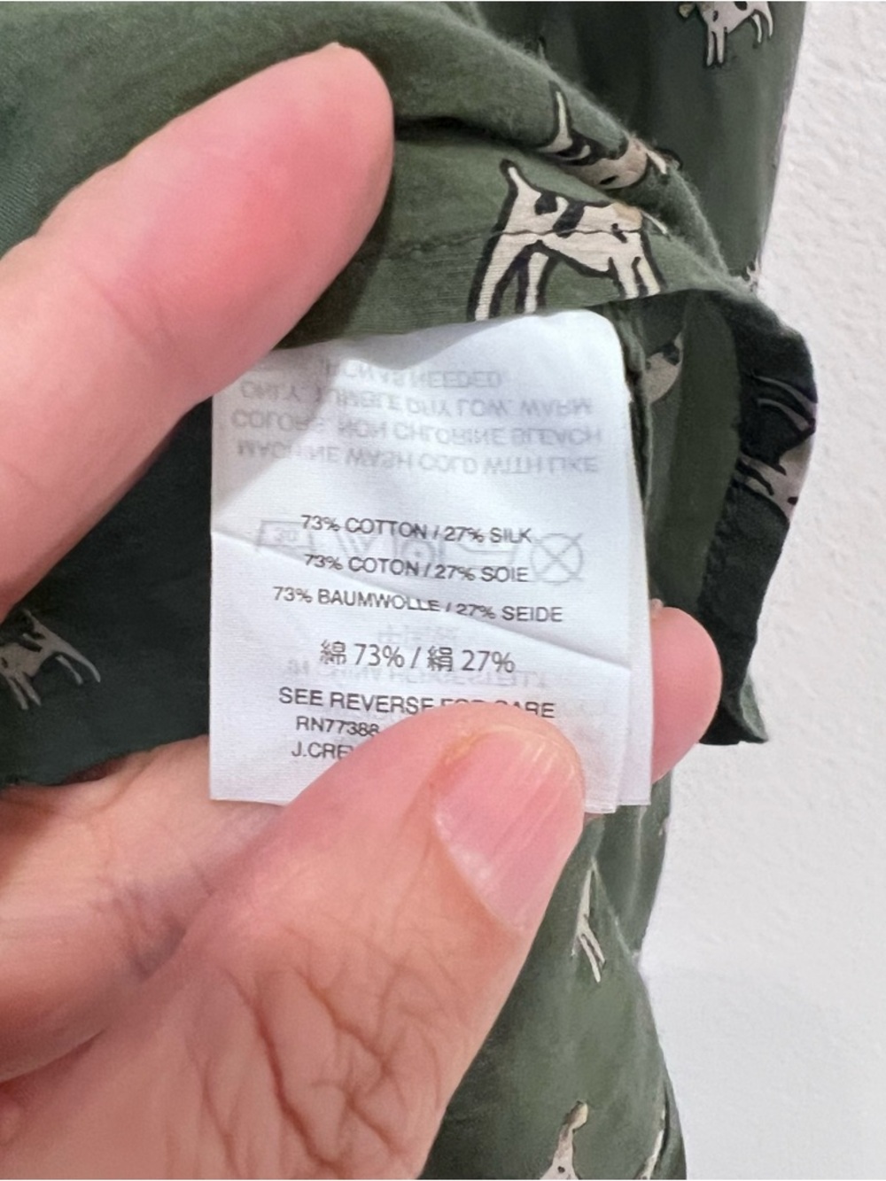 J.Crew Green Airedale Terrier Dog Half Button Down Shirt Size 14 sill blend - Picture 5 of 9